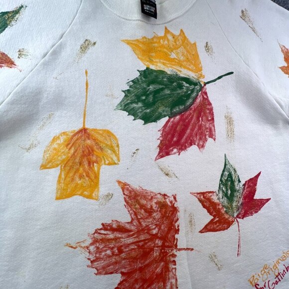 VTG Screen Stars Sweater Sweatshirt XL 90s Womens USA Made Floral Glitter - Picture 4 of 10